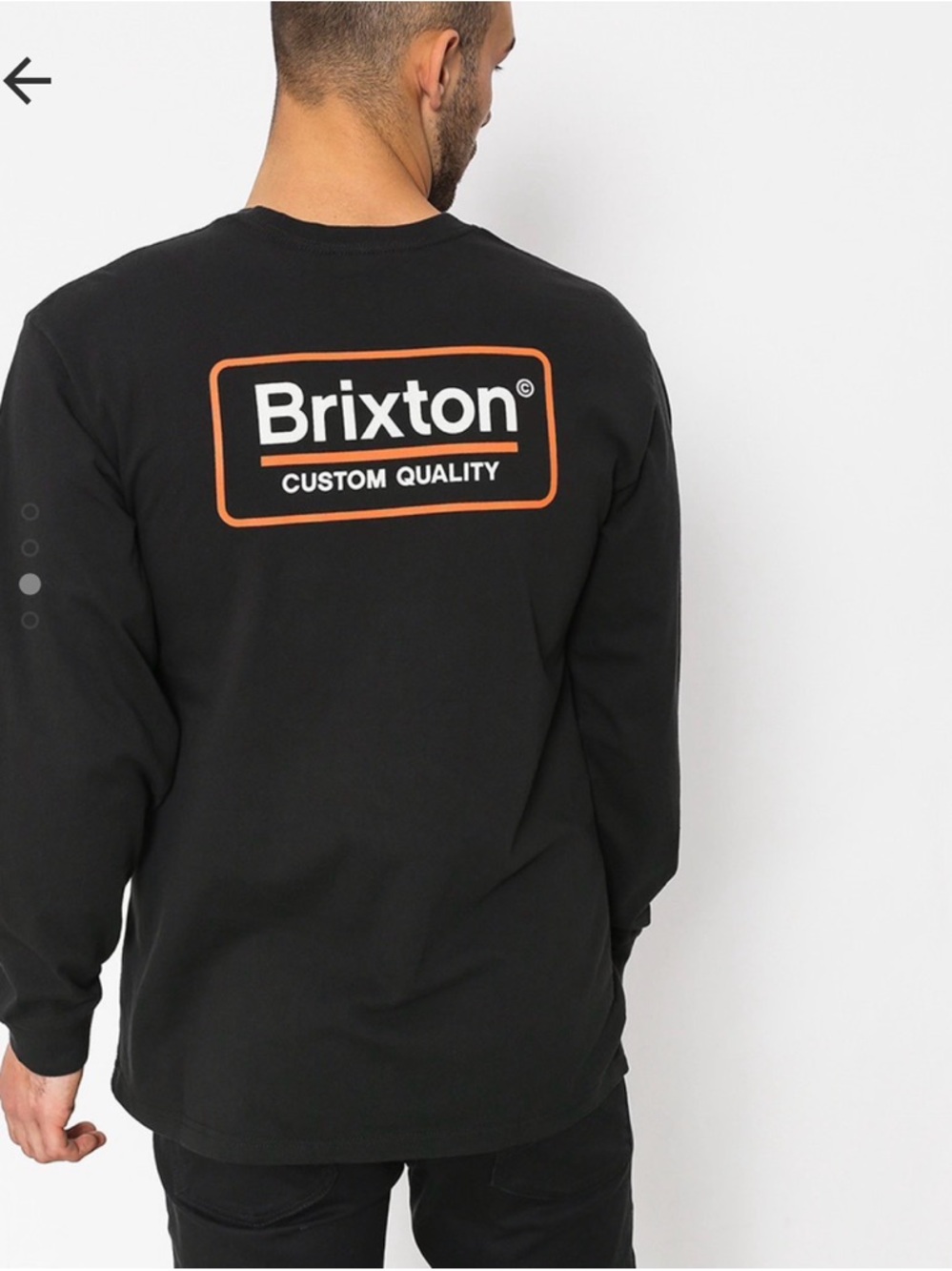 Brixton Black Long-Sleeve Logo Tee with White Sleeve Print